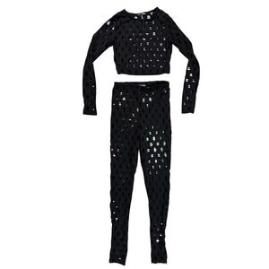 Fashion Nova Sexy Black Hole Cutout Legging Set Club Wear Swim Cover Up Party M